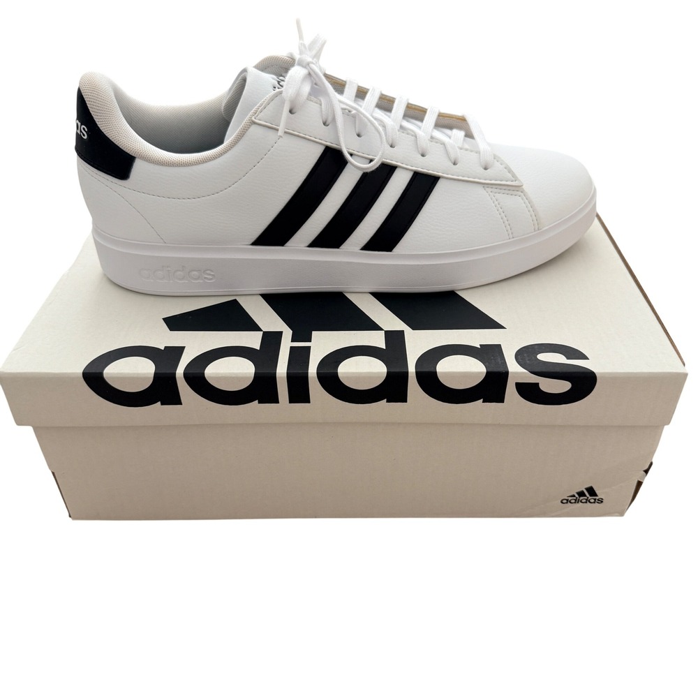 Adidas Grand Court 2.0 Sneakers Mens 12 White Black GW9195 Tennis Shoes